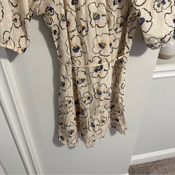 APIECE APART Cream Abstract Floral Cotton Mini Dress Medium - Picture 7 of 11